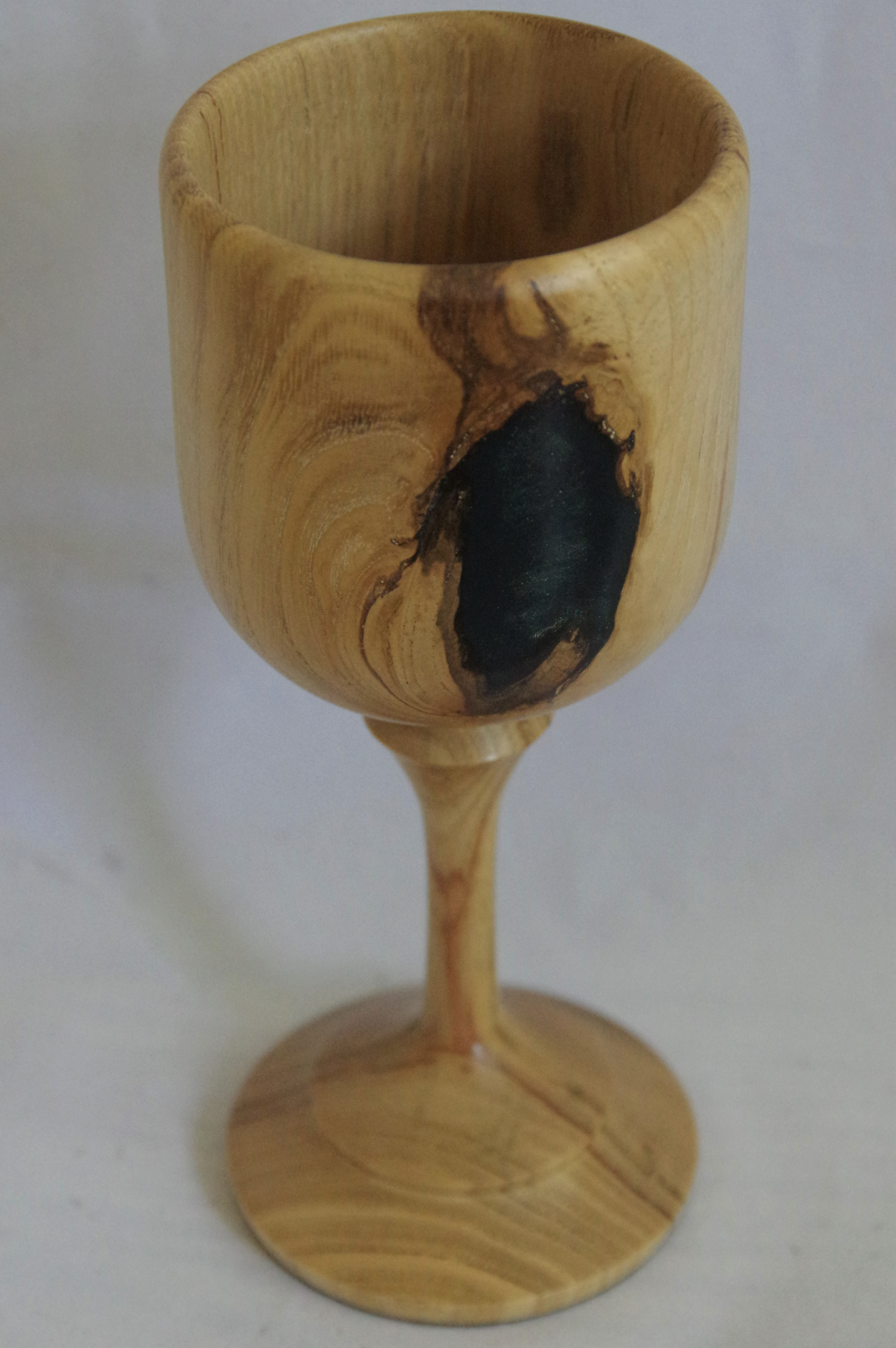 Chestnut goblet with metallic resin inlay